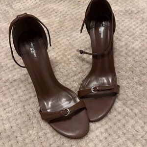 PrettyLittleThing Dark Brown Strappy Heels